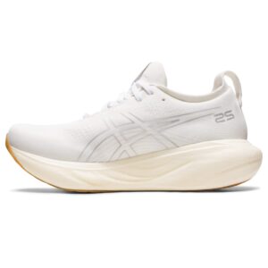 asics women's gel-nimbus 25 running shoes, 8.5, white/white
