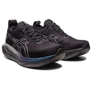 ASICS Women's Gel-Nimbus 25 Platinum Running Shoes, 9, Black/Pure Silver