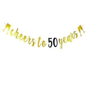 cheers to 50 years banner for happy 50th birthday party decorations/ 50th anniversary party props