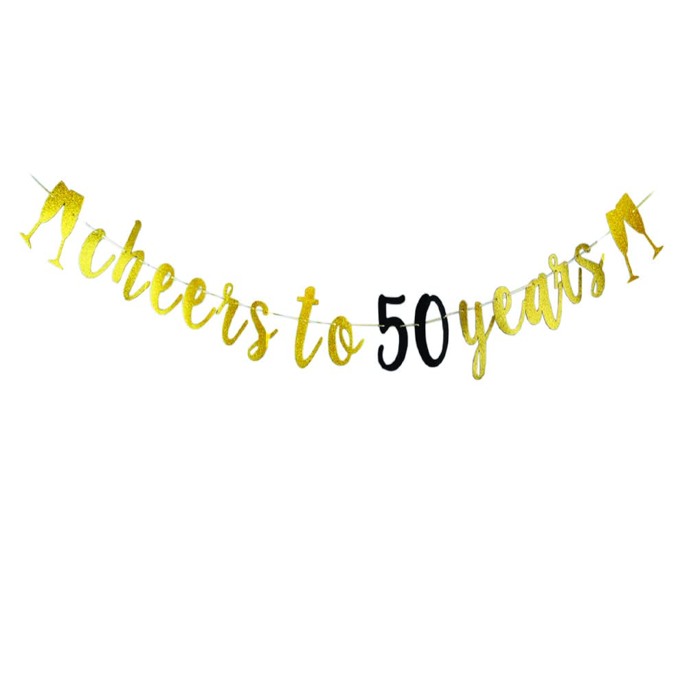 Cheers To 50 Years Banner For Happy 50th Birthday Party Decorations/ 50th Anniversary Party Props