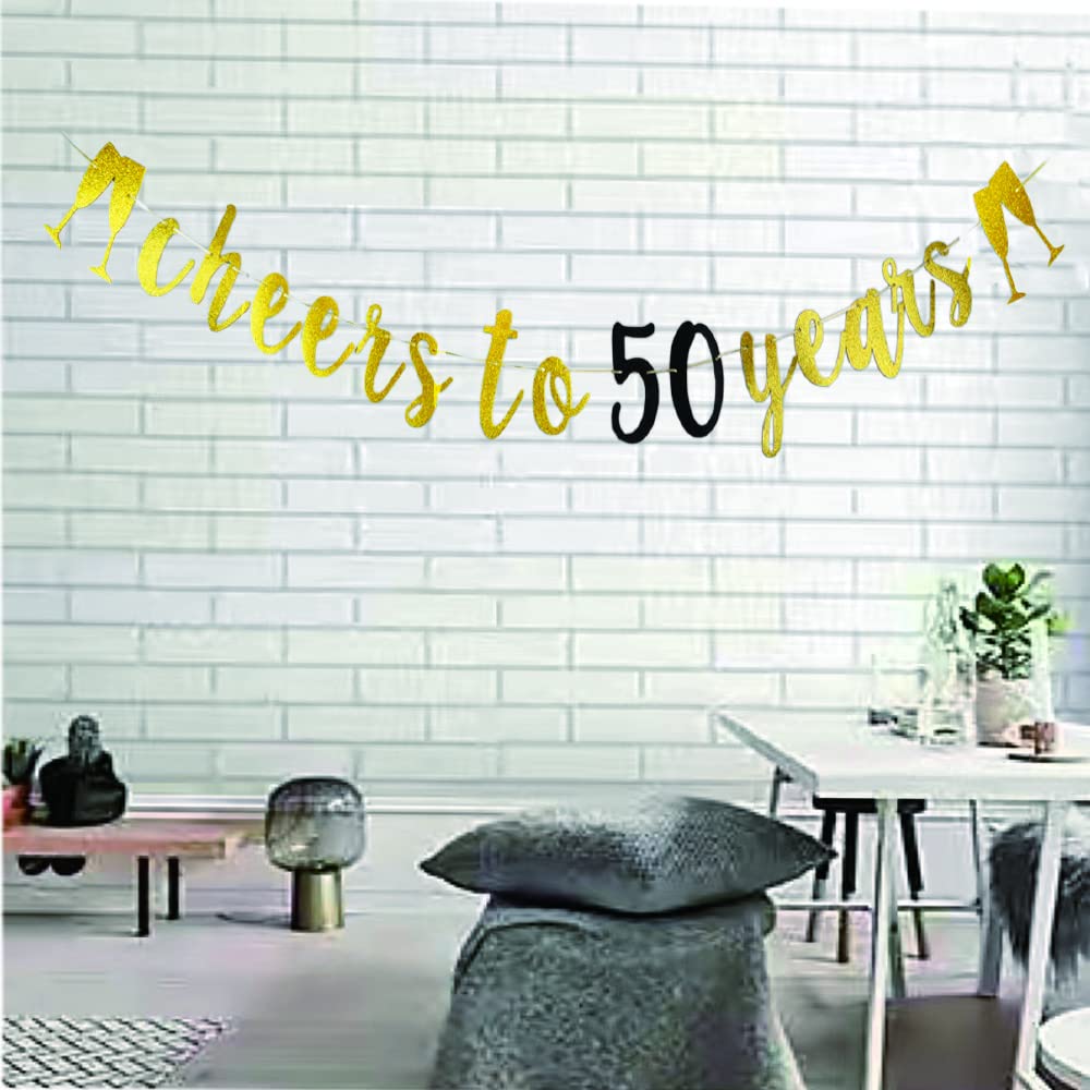 Cheers To 50 Years Banner For Happy 50th Birthday Party Decorations/ 50th Anniversary Party Props