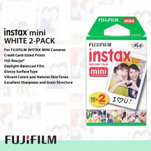 Fujifilm Instax Mini Link 2 Smartphone Instant Printer (Space Blue), Fuji Mini Film 20 Sheets, Protective Case, Accessory Bundle