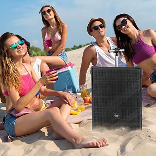 Pyle 12'' Portable Wireless Bluetooth Speaker System - Built-in Rechargeable Battery, Wireless Microphone, USB/Micro SD/FM - 80 Watt - FM Radio with Digital LED Display, PWMA1299A