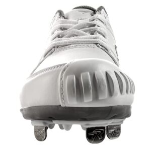 Ringor - Woman's Flite Metal Spike Softball Cleats with Pitching Toe (10.5 - White and Silver)