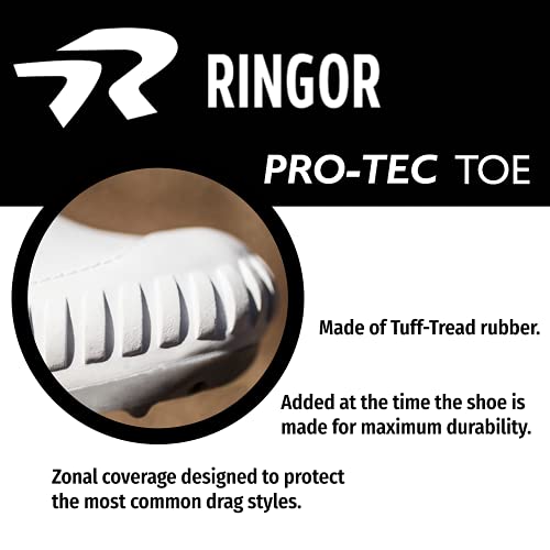 Ringor - Woman's Flite Metal Spike Softball Cleats with Pitching Toe (10.5 - White and Silver)