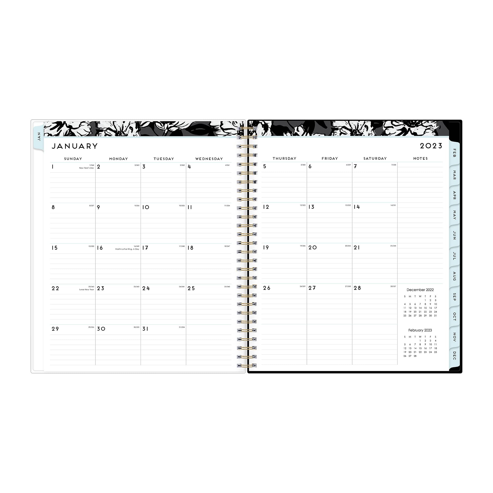 Blue Sky 2023 Monthly Planner, January - December, 8" x 10", Clear Pocket Cover, Wirebound, Baccara Dark (110216-23)