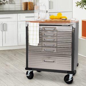 Seville Classics Rolling Lockable Cabinet Storage, 6-Drawer (28" W x 18" D), Graphite