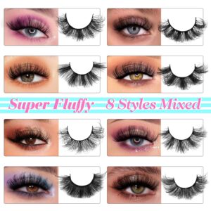 48 Pairs Mink Lashes Fluffy Thick Eyelashes 8 Styles Mixed Dramatic Long Faux Mink Eye lashes Pack 10D Curl Wholesale Luxury Soft Fake Eyelashes