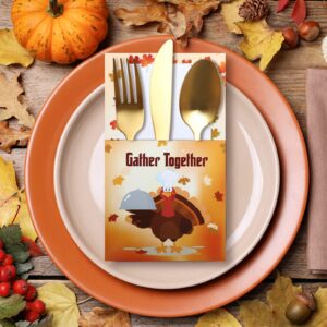 Naler 24 Pieces Thanksgiving Cutlery Holder Set Fall Thanksgiving Utensil Decor Turkey Cutlery Holders for Thanksgiving Party Supplies Autumn Harvest Dinner Table Decoration