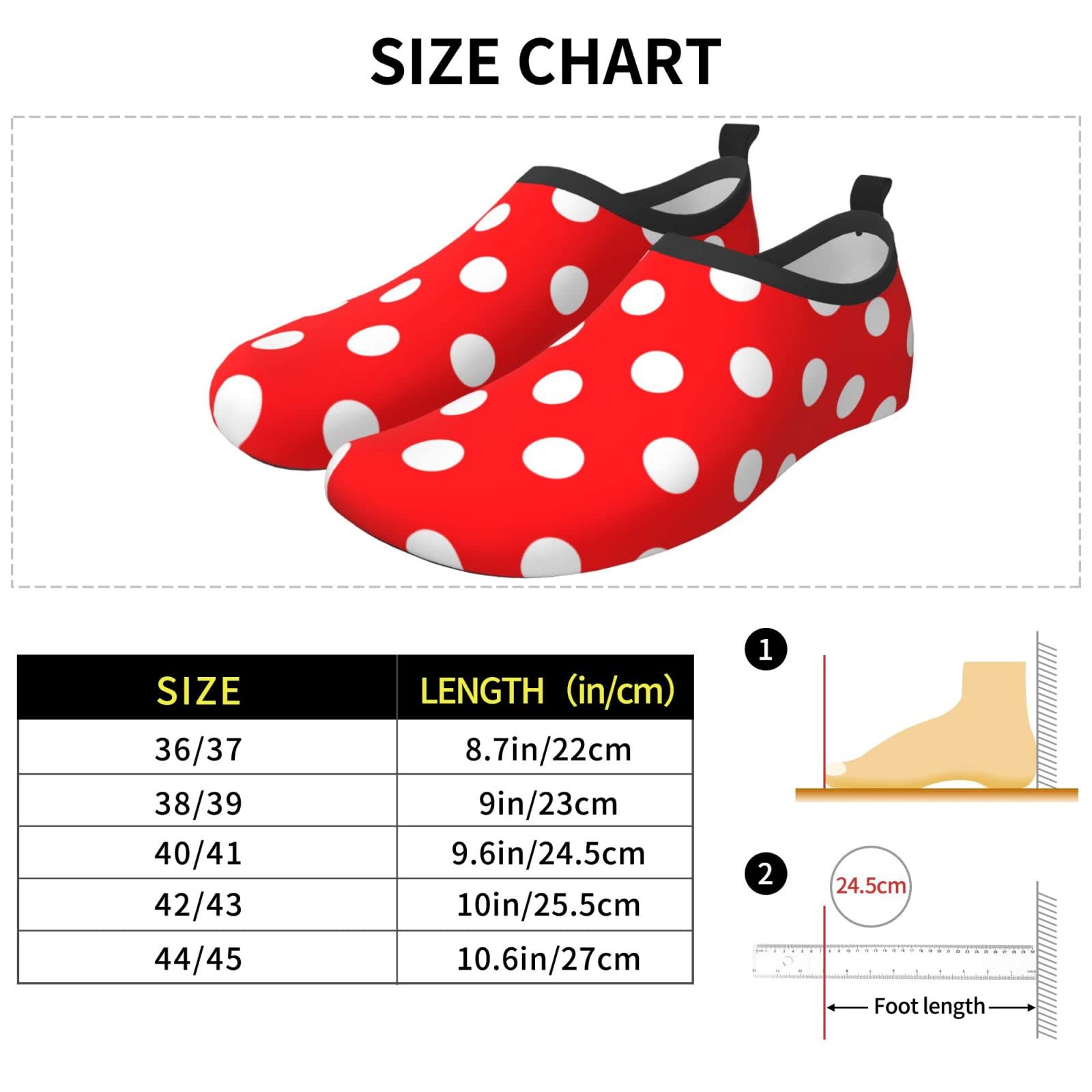 Heantstoy Red White Polka Dot Water Shoes Breathable Quick-Dry Yoga Socks Sports Shoes for Women Men