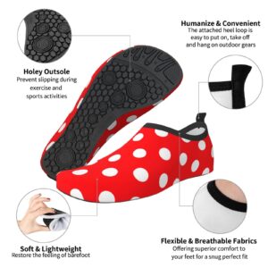 Heantstoy Red White Polka Dot Water Shoes Breathable Quick-Dry Yoga Socks Sports Shoes for Women Men