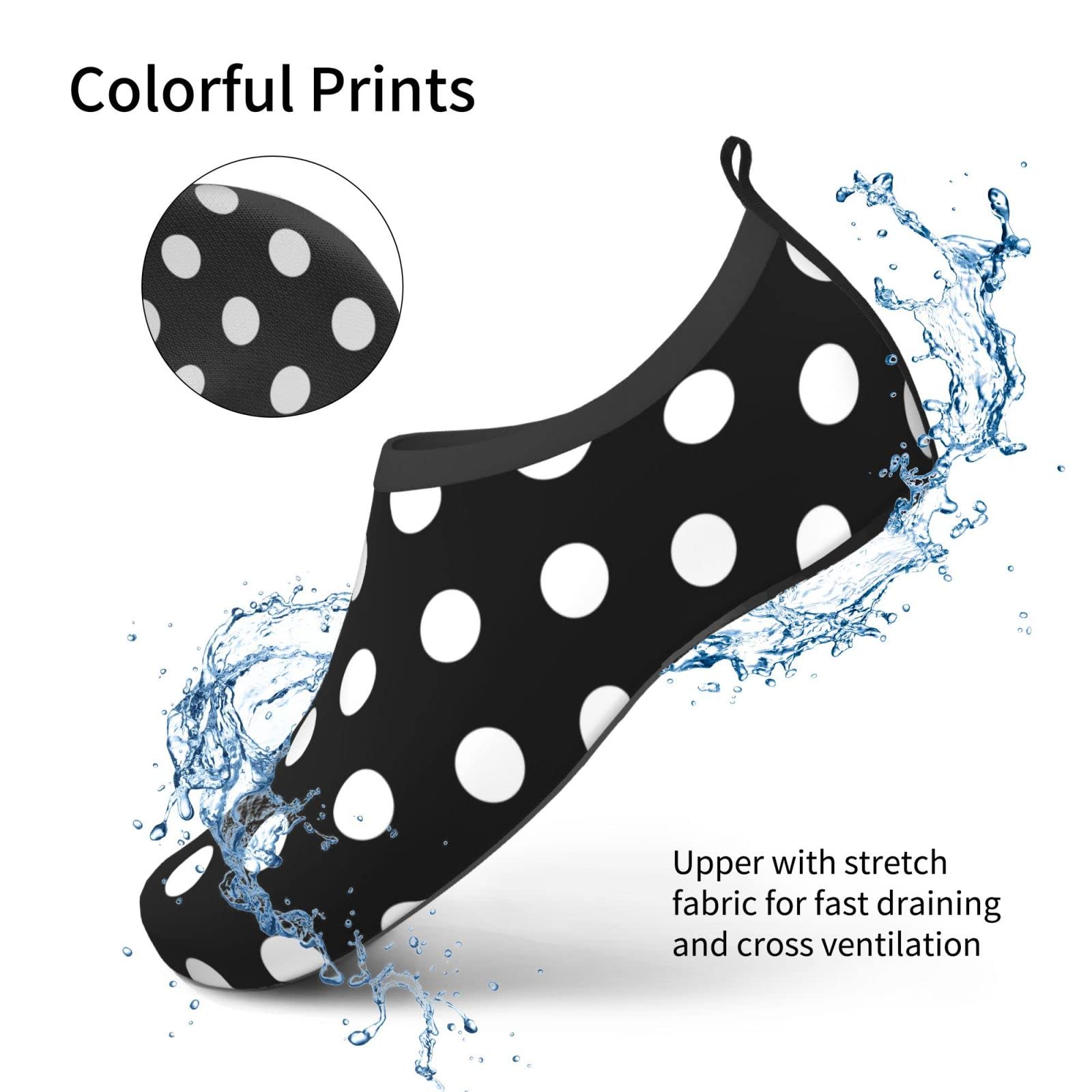 White Black Polka Dot Water Shoes Breathable Quick-Dry Beach Game Socks Sports Shoes for Women Men