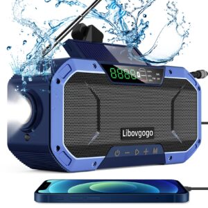 emergency radio waterproof camping radio,portable digital am fm radio with flashlight,reading lamp,hand crank wb noaa weather radio with solar panel,5000mah cell phone charger,outdoor survival gadget