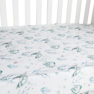 Sahaler Crib Sheet for Girl Boy Baby Polyester Fitted Crib Sheets for Standard Crib and Toddle Mattresses-Green sea Turtle...