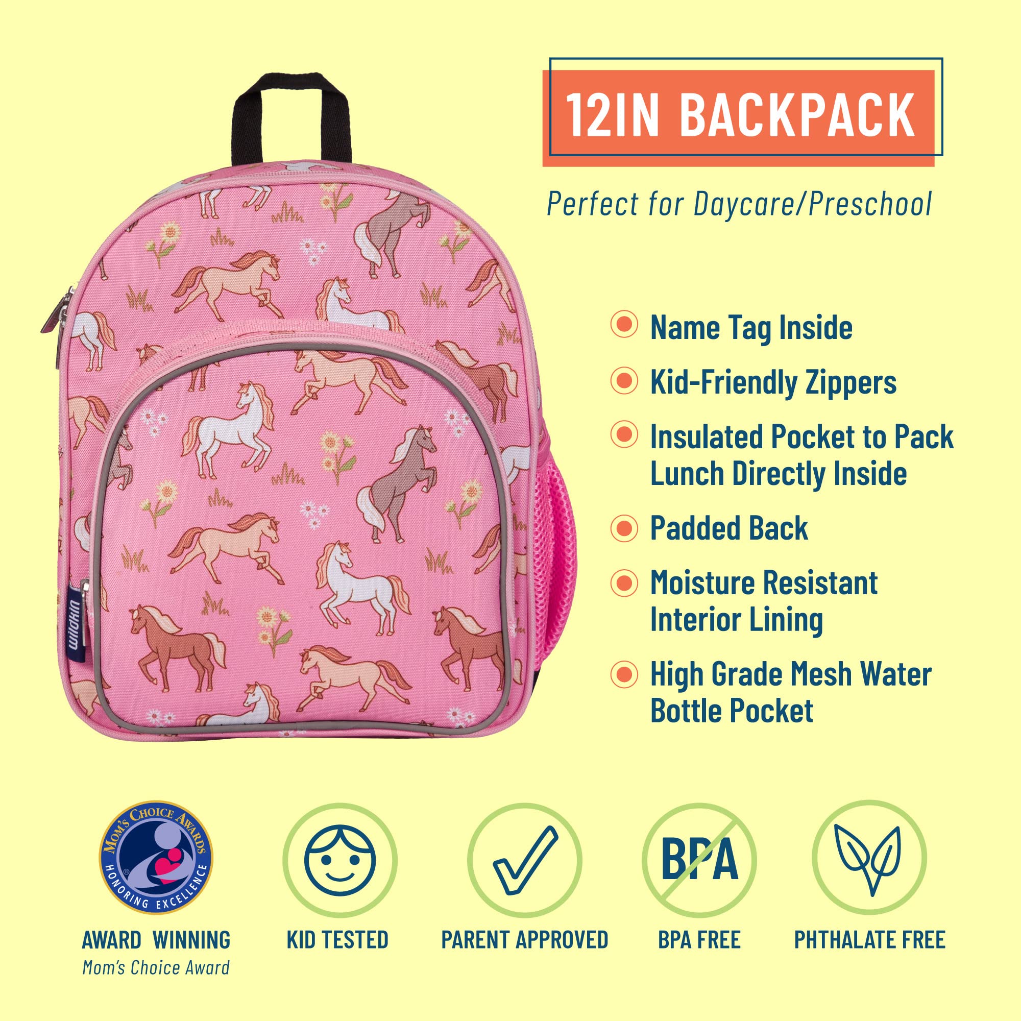 Wildkin 12 Inch Backpack, Wild Horses, One Size