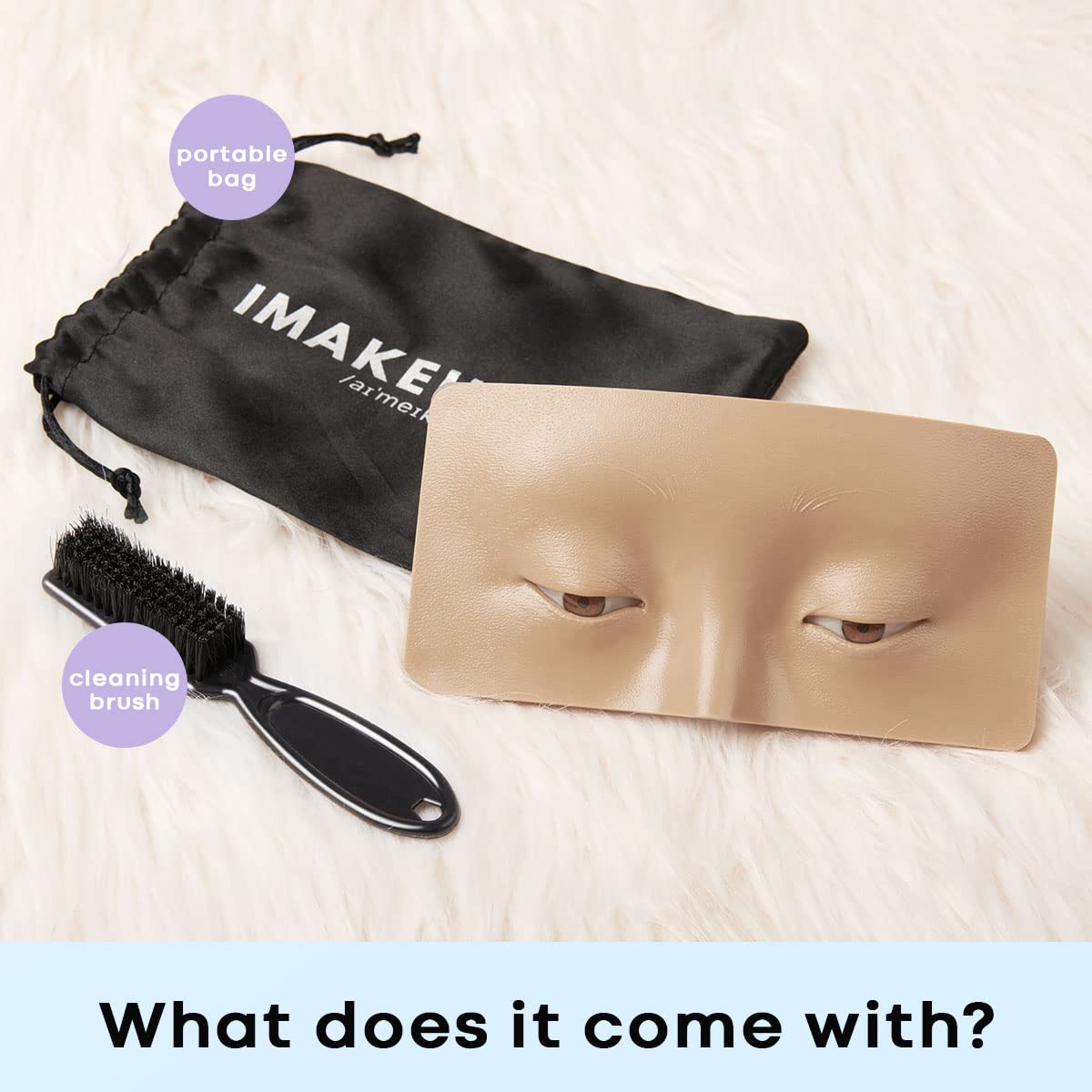 IMAKEUPNOW Makeup Practice Face Board 3D Realistic Pad with Cleaning Brush for Makeup Artist Board Makeup Practice, Eyeshadow Eyeliner Eyebrow Mapping Realistic Face Skin Eye Makeup Gift for Women