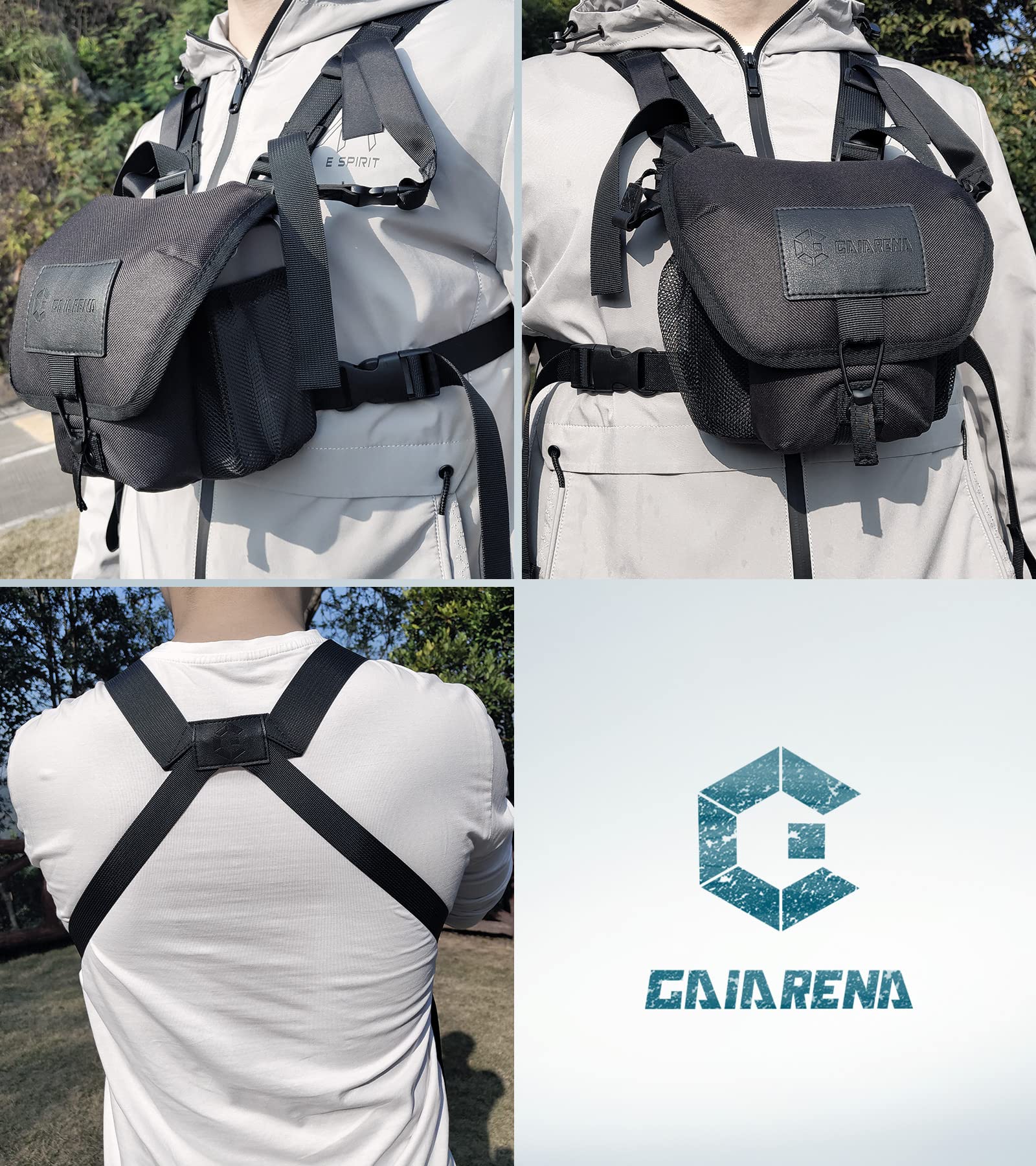 GAIARENA Waterproof Binocular Harness Chest Pack, Bino Harness Case with Rangefinder & Cellphone Pocket for 20x50 Binoculars(Full Size)