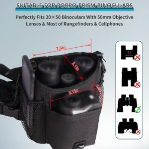 GAIARENA Waterproof Binocular Harness Chest Pack, Bino Harness Case with Rangefinder & Cellphone Pocket for 20x50 Binoculars(Full Size)