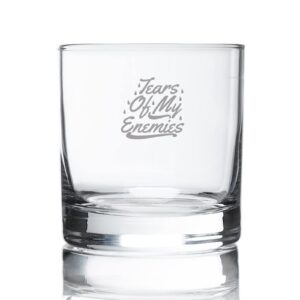 drinking glasses tears of my enemies (2) crystal stemless whiskey glasses,engraved wine glass shot glass unique party birthday gift for family,parents,8 oz