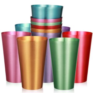 12 set aluminum tumblers cup for drink, water tumblers colorful for children and adults for birthday party camping travel outdoors supplies, stackable, 16oz, large
