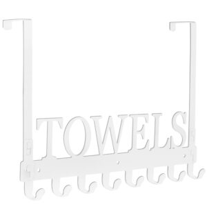 over the door hooks, towel holder for bathroom, door mount towel hanger towel hooks for bathroom kitchen beach towels bathrobe swimsuit wall mount pool towel rack (white)