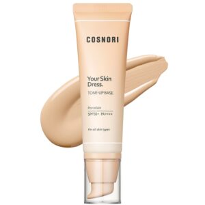 cosnori your skin dress tone up base – conceal pores & blemish – tone correcting makeup base with niacinamide – porcelain color for cool & warm tone, 1.69 fl.oz