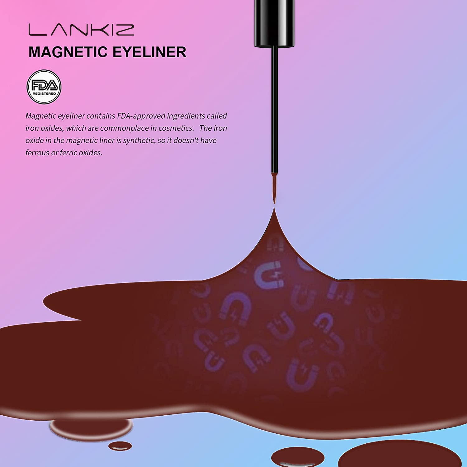 LANKIZ Magnetic Eyeliner 2 Tubes 5ml, Magnetic Lash Liner, Liquid Eyeliner for Magnetic Eyelash, Natural Looking, Waterproof (5ml0.17us.fl.oz) Brown