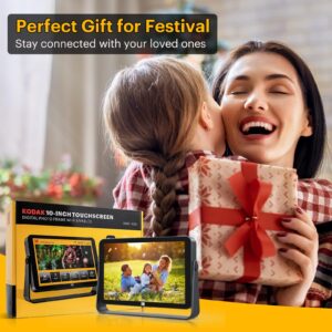 KODAK 10.1 Inch Smart Digital Photo Frame, 4000mAh Battery, 1920x1200 G+G IPS Touch Screen WiFi Digital Picture Frame, Built in 32 GB Memory, Auto-Rotate, KODAK APP, Gifts for Friends Family