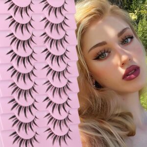 alphonse manga lashes spiky anime cosplay eyelashes little devil japanese false lashes 15mm natural clear band doll eye lash pack 9 pairs