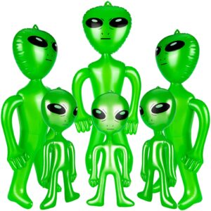 6pcs alien inflatable balloons, 33 inch inflatables alien and 21 inch alien inflates balloon for alien party, halloween, christmas, birthday decoration (green)