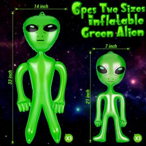 6pcs Alien Inflatable Balloons, 33 Inch Inflatables Alien and 21 Inch Alien Inflates Balloon for Alien Party, Halloween, Christmas, Birthday Decoration (Green)