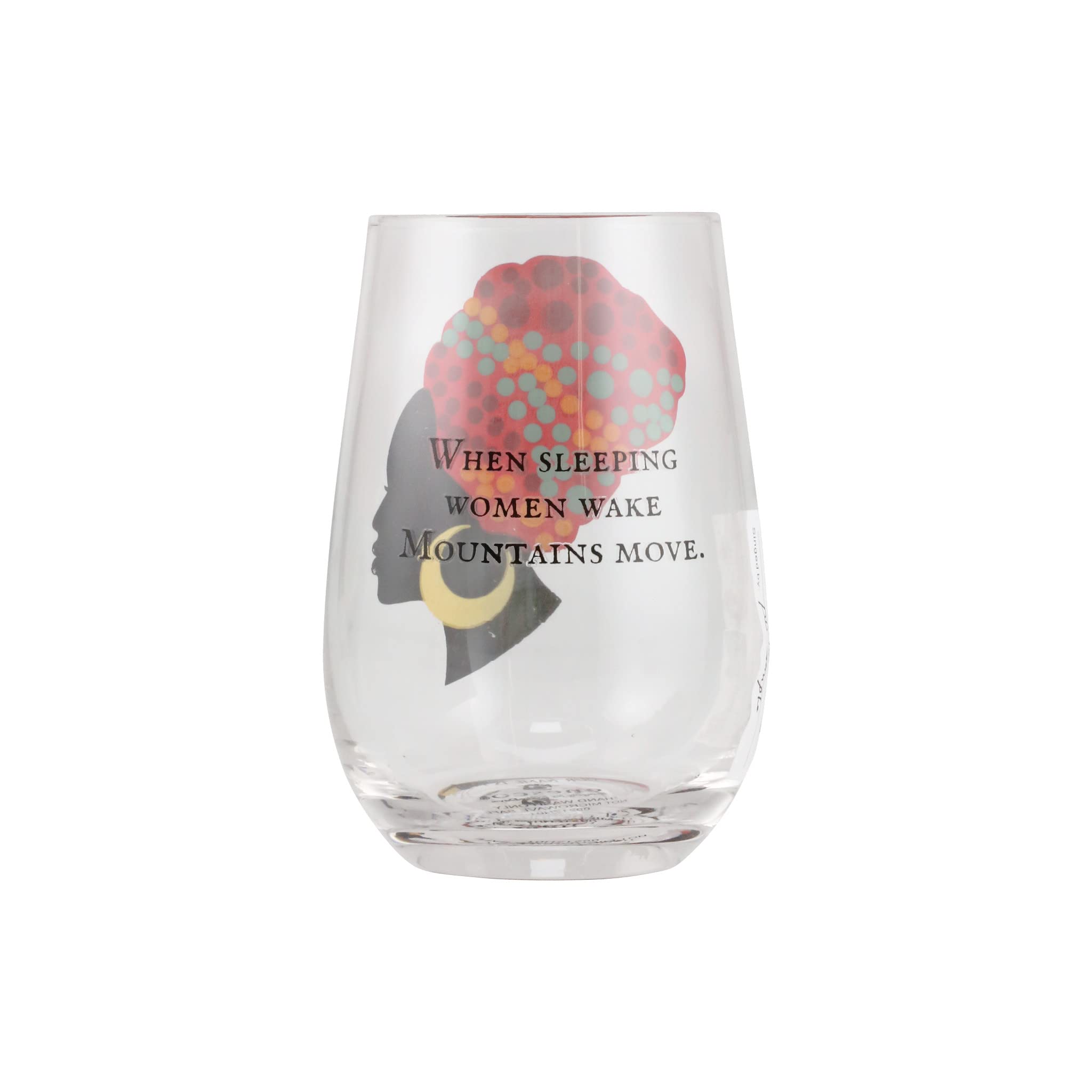 Enesco Our Name is Mud Culture Women Move Mountains Stemless Wine Glass, 15 Ounce, Clear