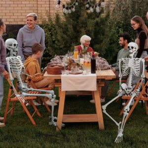 5.4Ft/165cm Halloween Skeleton Full Body Life Size Human Bones with Movable Joints for Indoor Outdoor Halloween Props Decorations