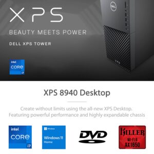 Dell 2022 Newest XPS 8940 Desktop PC, Intel Core i7-11700, GeForce RTX 3060 Ti, 32GB PCIe RAM, 1TB SSD + 1TB HDD, DP, HDMI, Killer Wi-Fi 6, Wired Keyboard&Mouse, Windows 11 Home, Black