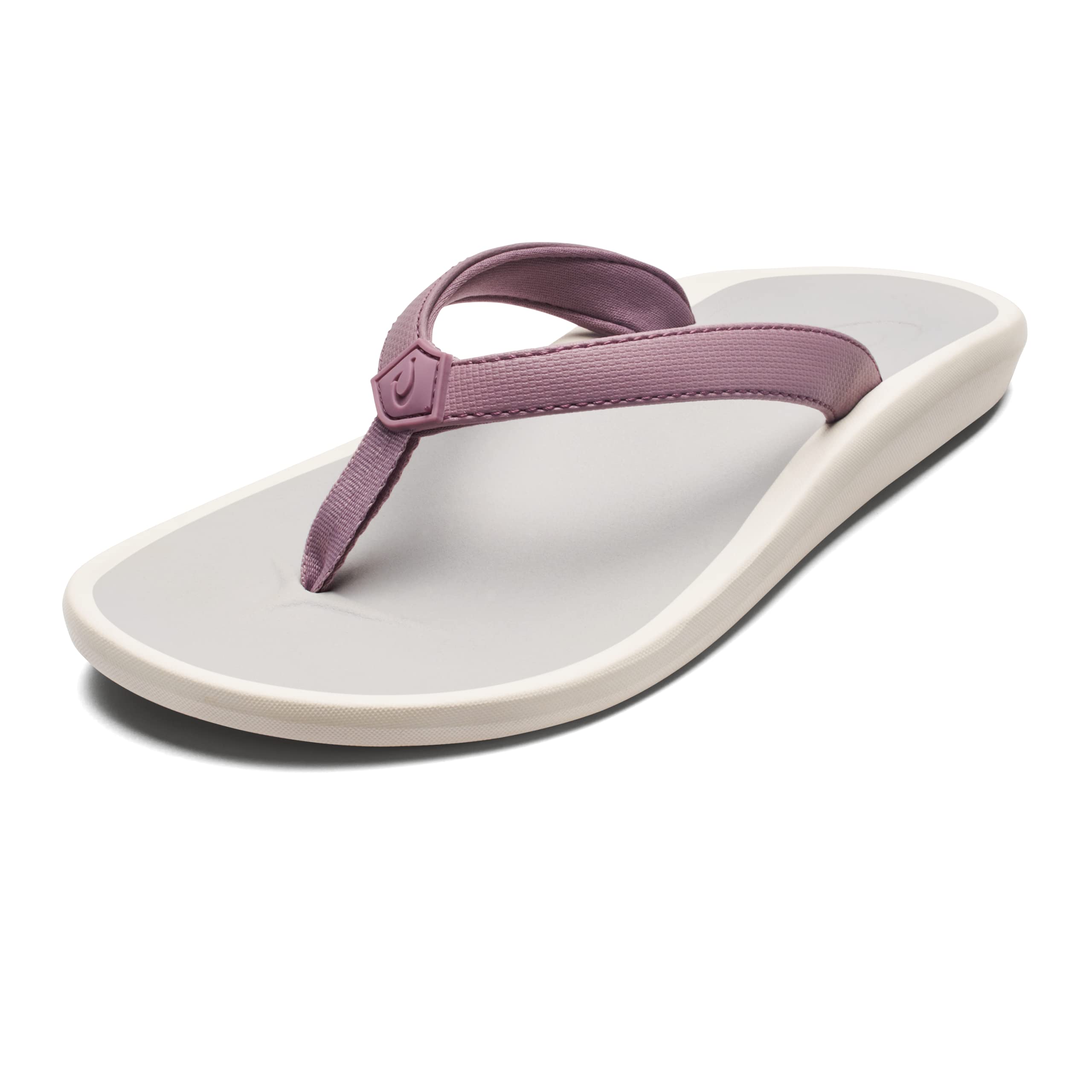 OLUKAI Pi'oe Women's Beach Sandals, Water-Resistant Flip-Flop Slides, Ulta Soft & Comfortable Fit, Wet Grip Soles, Lilac Chalk/Mist Grey, 8