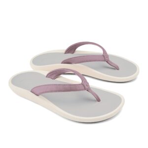 OLUKAI Pi'oe Women's Beach Sandals, Water-Resistant Flip-Flop Slides, Ulta Soft & Comfortable Fit, Wet Grip Soles, Lilac Chalk/Mist Grey, 8