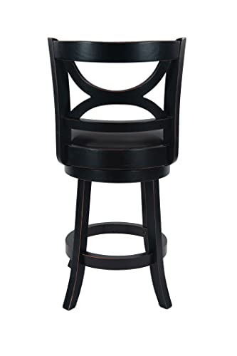 Boraam Florence 24" Counter Height Wood Swivel Stool, Black Sandthru