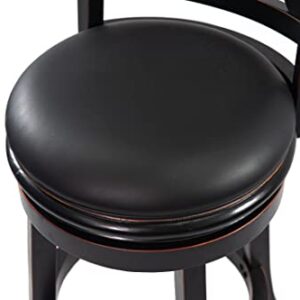 Boraam Florence 24" Counter Height Wood Swivel Stool, Black Sandthru