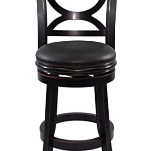 Boraam Florence 24" Counter Height Wood Swivel Stool, Black Sandthru