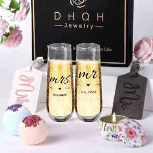 dhqh mr and mrs gifts for wedding bridal shower for bride and groom engagement for couples honeymoon travel essentials present for husband wife newlywed marriage