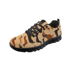 wanyint dachshund print sneakers running shoes for women cute brown puppy dog air mesh running shoes