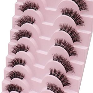 Half Lashes, Lashes Natural Look 10 Pairs Volume Cat Eye Lashes 10mm Wispy Lashes with Clear Band Short False Eyelashes TB02