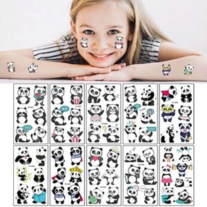 temporary tattoo for kids,panda tattoo stickers for boys and girls favor,safety waterproof fake tattoos for animal,panda party supplies,10 sheets cute kids tattoos (panda-not luminous)