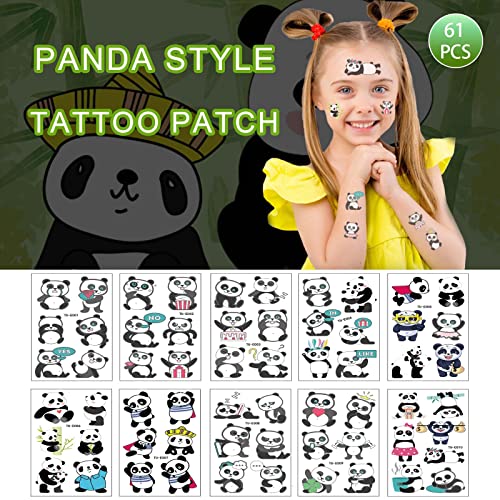 Temporary Tattoo for Kids,Panda Tattoo Stickers for Boys and Girls Favor,Safety Waterproof Fake Tattoos for Animal,Panda Party Supplies,10 sheets Cute kids tattoos (Panda-not luminous)