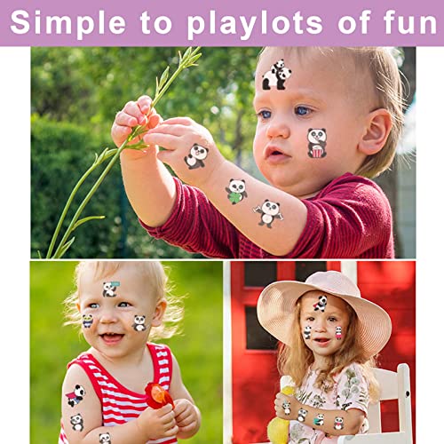 Temporary Tattoo for Kids,Panda Tattoo Stickers for Boys and Girls Favor,Safety Waterproof Fake Tattoos for Animal,Panda Party Supplies,10 sheets Cute kids tattoos (Panda-not luminous)