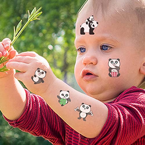 Temporary Tattoo for Kids,Panda Tattoo Stickers for Boys and Girls Favor,Safety Waterproof Fake Tattoos for Animal,Panda Party Supplies,10 sheets Cute kids tattoos (Panda-not luminous)