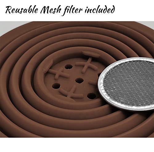 Collapsible Coffee Dripper Pour Over Coffee Filter, Silicone Reusable Coffee Maker,Paperless Coffee Brew Maker,Dishwasher Safe,Carabineer for Hiking, Backpacking,Camping,Home,Office(Brown)