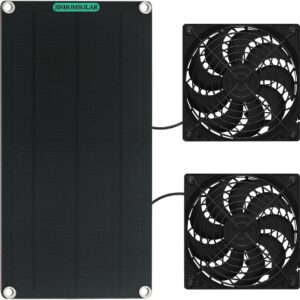 solar panel fan kit, jinhomsolar 10w dual fan with 6.5ft/1.9 m cable for small chicken coops, greenhouses, doghouses,sheds,pet houses, window exhaust