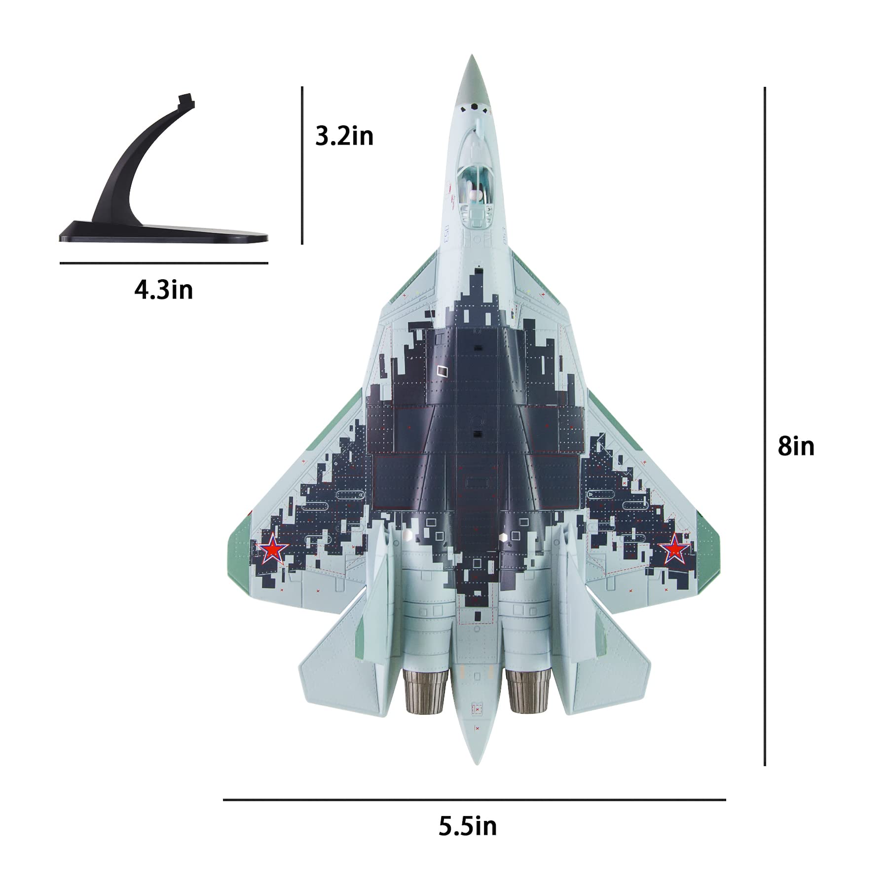 HANGHANG 1/100 SU 57 Fighter Jet of The Russian Air Force Plane Metal Fighter Military Model Diecast Plane Model for Collection or Gift