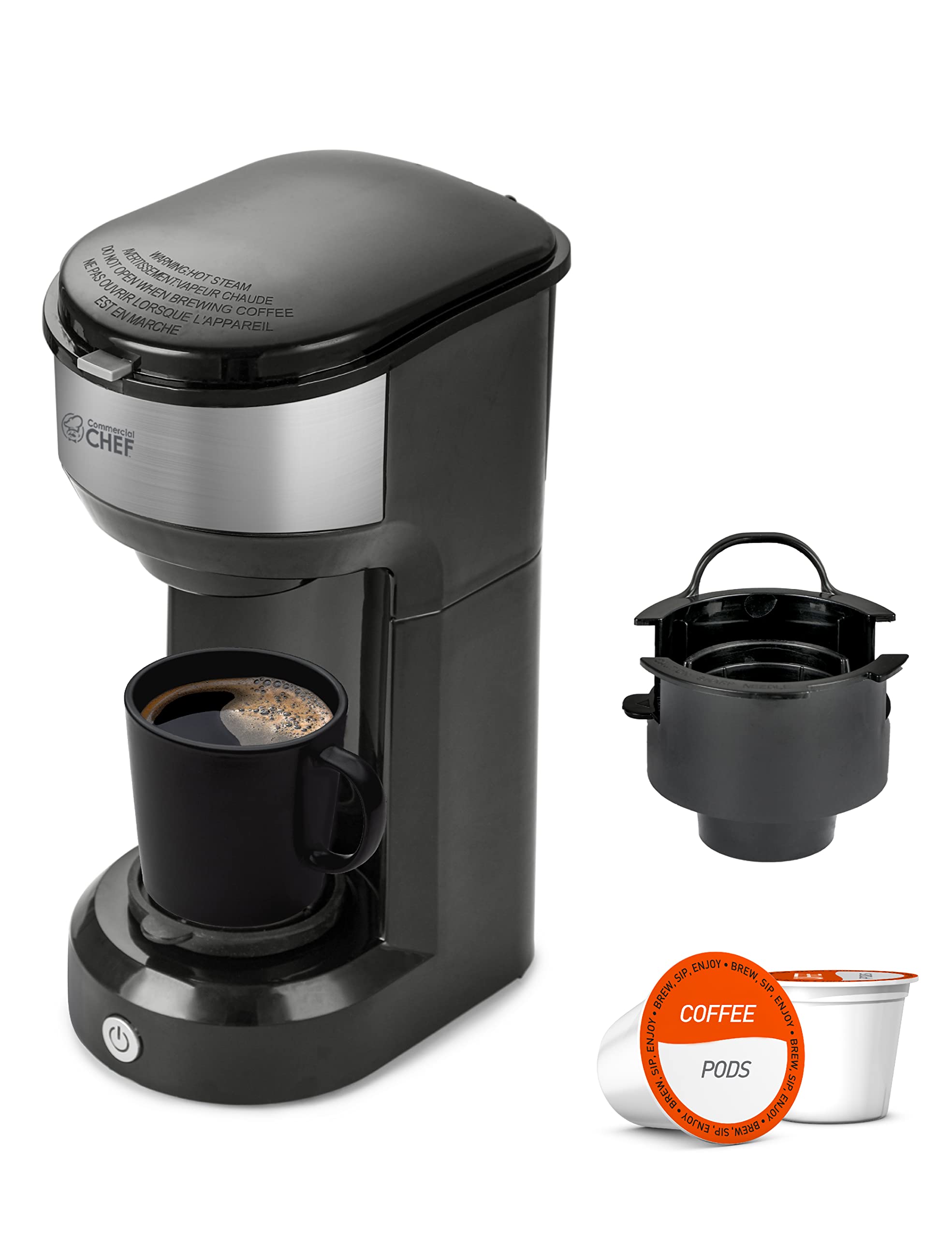 Commercial CHEF Coffee Machine, Single Serve Coffee Maker, Portable Coffee Maker Single Serve with 13 Ounce Water Tank & One Touch Button for Coffee Brewing